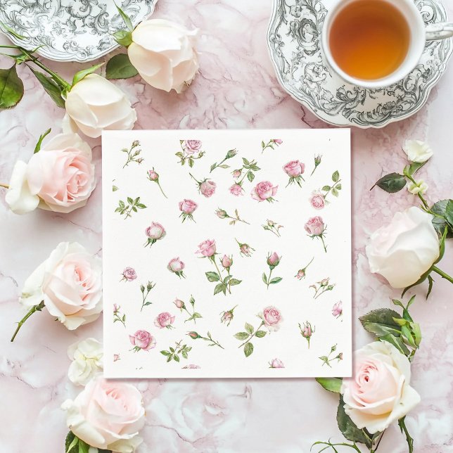 Quinceanera Blush Pink Rose Geburtstag Serviette (Von Creator hochgeladen)