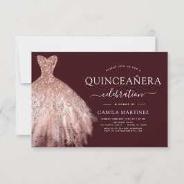 Quinceanera Blush Pink - Rose Gold Burgund Einladung