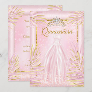 Quinceanera Blush Pink Tiara Dress Birthday Party Einladung