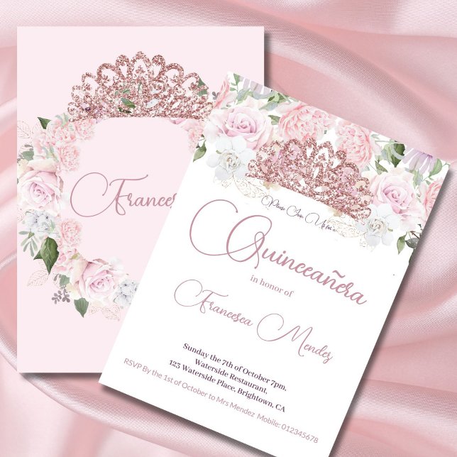 Quinceanera Blush Pink Watercolor Einladung (Von Creator hochgeladen)