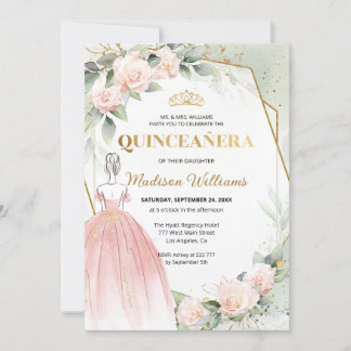 Quinceañera Blush Rose Geburtstag Einladung