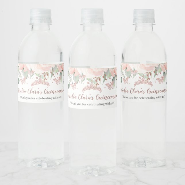 Quinceañera Blush Rose Gold Schmetterlinge (Flaschen)