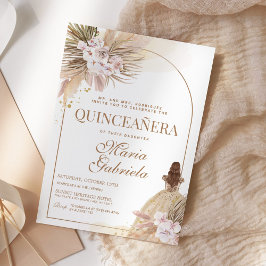Quinceanera Boho Pampas Floral Mis Quince Anos Einladung