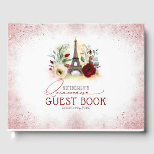 Quinceanera Bourgogne Blush Rose Floral Livre d'In