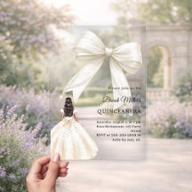Quinceanera bow ivory dress cream clear luxury