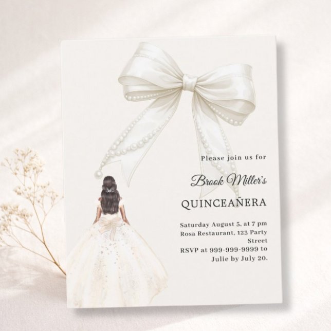 Quinceanera bow ivory dress cream invitation (Von Creator hochgeladen)