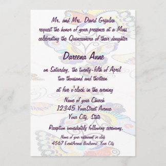 Quinceanera bunter Schmetterling Einladung