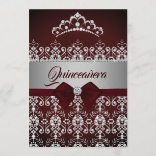 Quinceanera-Burgunder-Sparkling-Diamant-Tiara-Boge Einladung