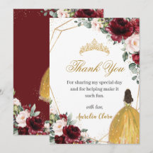 Quinceañera Burgundy Blush Bloral Gelbe Prinzessin
