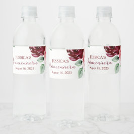 Quinceanera Burgundy Red Glitzer Water Label
