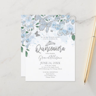 Quinceanera Butterfly Budget Einladung Englisch