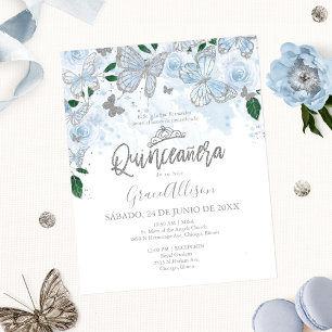 Quinceanera Butterfly Budget Einladung Spanisch
