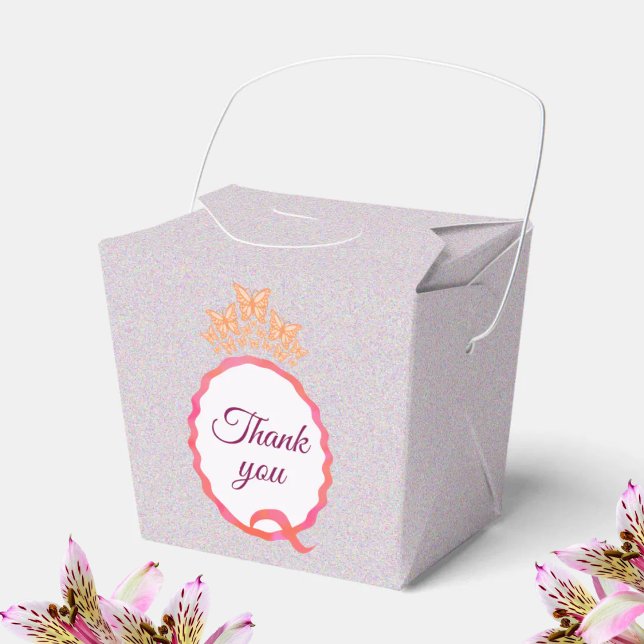 Quinceañera Butterfly Crown Squiggle Thank You Geschenkschachtel (Von Creator hochgeladen)
