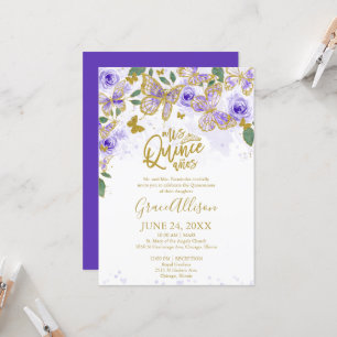 Quinceanera Butterfly Invitation Anglais