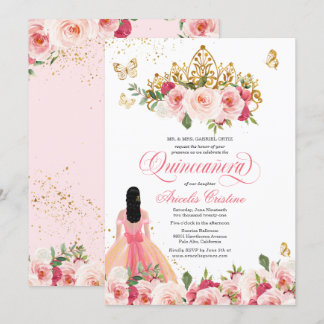 Quinceañera Butterfly Rosa Aquarellfarbe Einladung