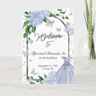 Quinceanera Butterflys Dusty Blue Gown Programmes