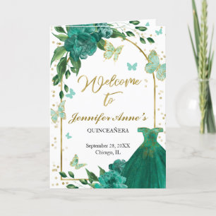 Quinceanera Butterflys Emerald Green Gown Programm
