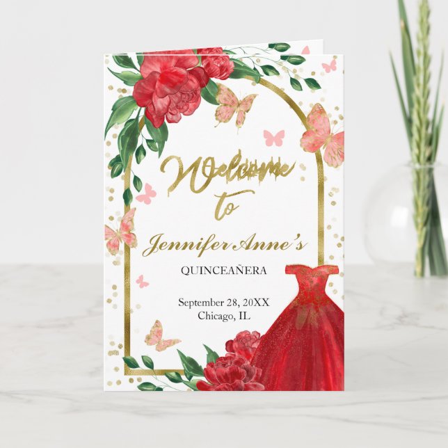 Quinceanera Butterflys Red Gown Programme (Vorderseite)