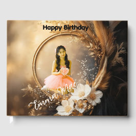 Quinceañera Celebration Custom Floral Gästebuch