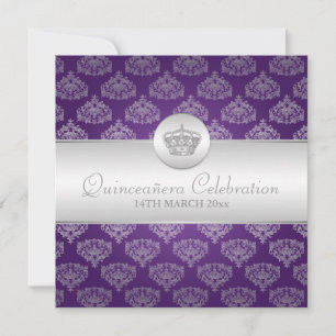 Quinceañera Celebration Party Royal Crown Lila Einladung