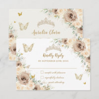 Quinceañera Champagne Gold Floral Butterfisch