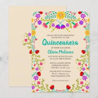 Quinceanera Champagne Mexikanische Blume Geburtsta Einladung