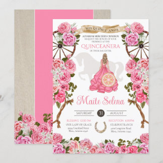 Quinceanera Charro Rodelbahn mit Aussicht Rosa Wes Einladung