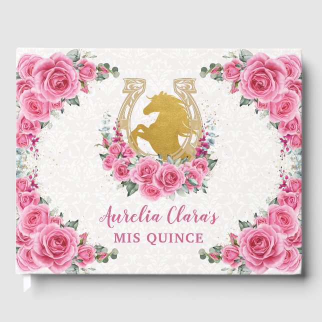 QUINCEAÑERA Charro Rosa Rosengarten Rosenblütenpri Gästebuch (Vorderseite)