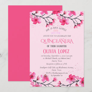 Quinceañera Cherry Blossom Floral 15. Geburtstag Einladung