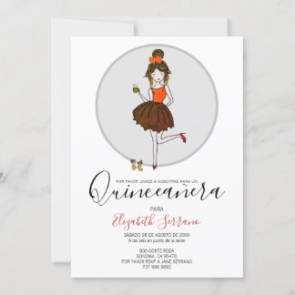 Quinceanera Chica en vestido de fiesta invitación Einladung