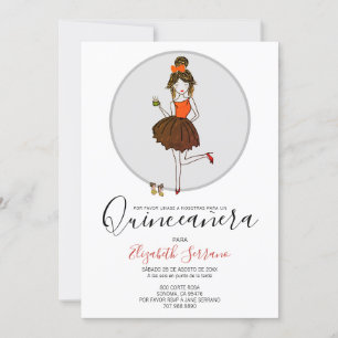 Quinceanera Chica en vestido de fiesta invitación Einladung