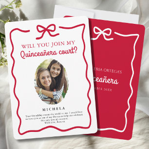 Quinceañera Court Vorschlag für einen roten Bogen Einladung
