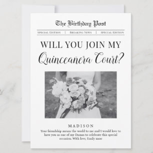 Quinceañera Court Vorschlag Zeitung Flat Karte