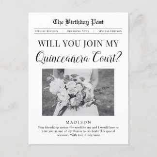 Quinceañera Court Vorschlag Zeitung Postkarte