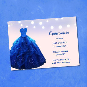 Quinceanera Denim Blaues Erröten Lichterkette Einladung