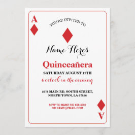Quinceanera Diamonds Spielkarte Vegas Geburtstag Einladung