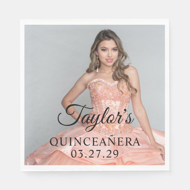 Quinceanera Dress Foto Serviette (Vorderseite)