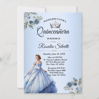 Quinceanera Dusty Blue et Silver Invitation