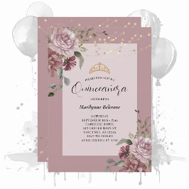 Quinceañera Dusty Lila Floral Gold Einladung
