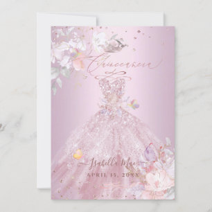 Quinceanera Dusty Rose Glitter-Kleid Sweet Peas Einladung
