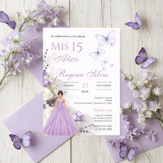 Quinceañera-Einladung für lila Blumen Einladung