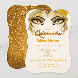 Quinceañera Einladung Gold Glitzer