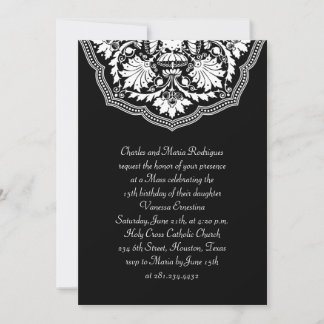 Quinceanera-Einladung in Schwarz und Weiß-Latein-M Einladung