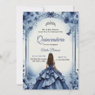 Quinceanera-Einladung mit einem Mädchen im blauen  Einladung