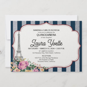 Quinceañera-Einladung, Paris-Thema, Eiffelturm Einladung