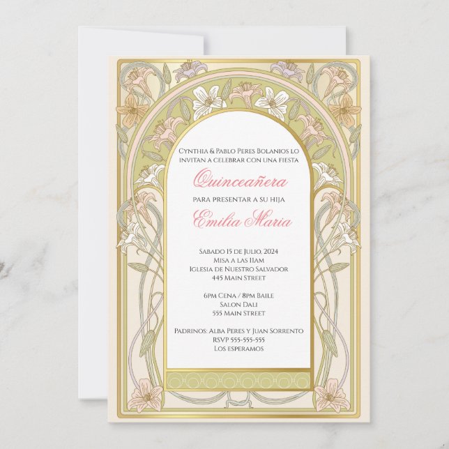 Quinceañera Einladung Retro vinage en espanol (Vorderseite)