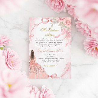 Quinceanera-Einladung rosa Coquette auf Spanisch Einladung