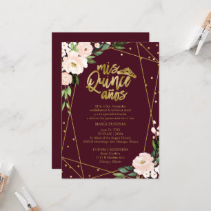 Quinceanera Einladung Spanischer Blush Gold Foil