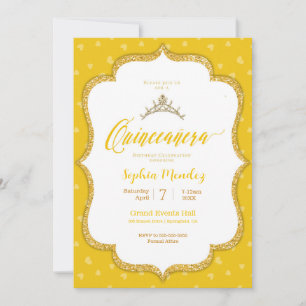 Quinceanera - Einladung zu Gelb- und Goldherzen