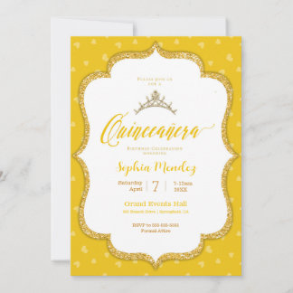 Quinceanera - Einladung zu Gelb- und Goldherzen